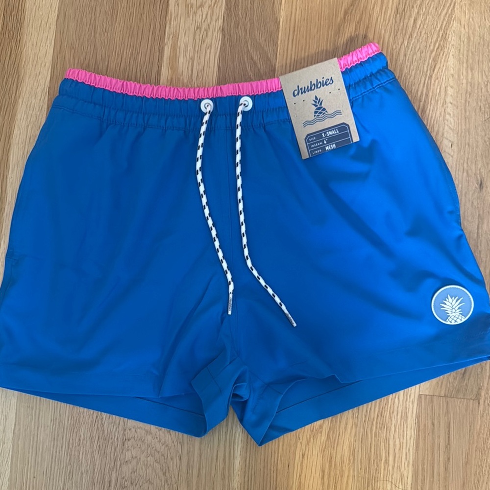 Chubbies Vibrant Blue Shorts with Pink Trim